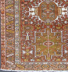 Olive Green, Yellow Green, Rust Red Antique Persian Karadjeh Rug