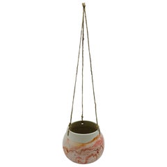 Red and Orange Clay Pottery Hanging Cachepot Planter by Nemadji, 1970s