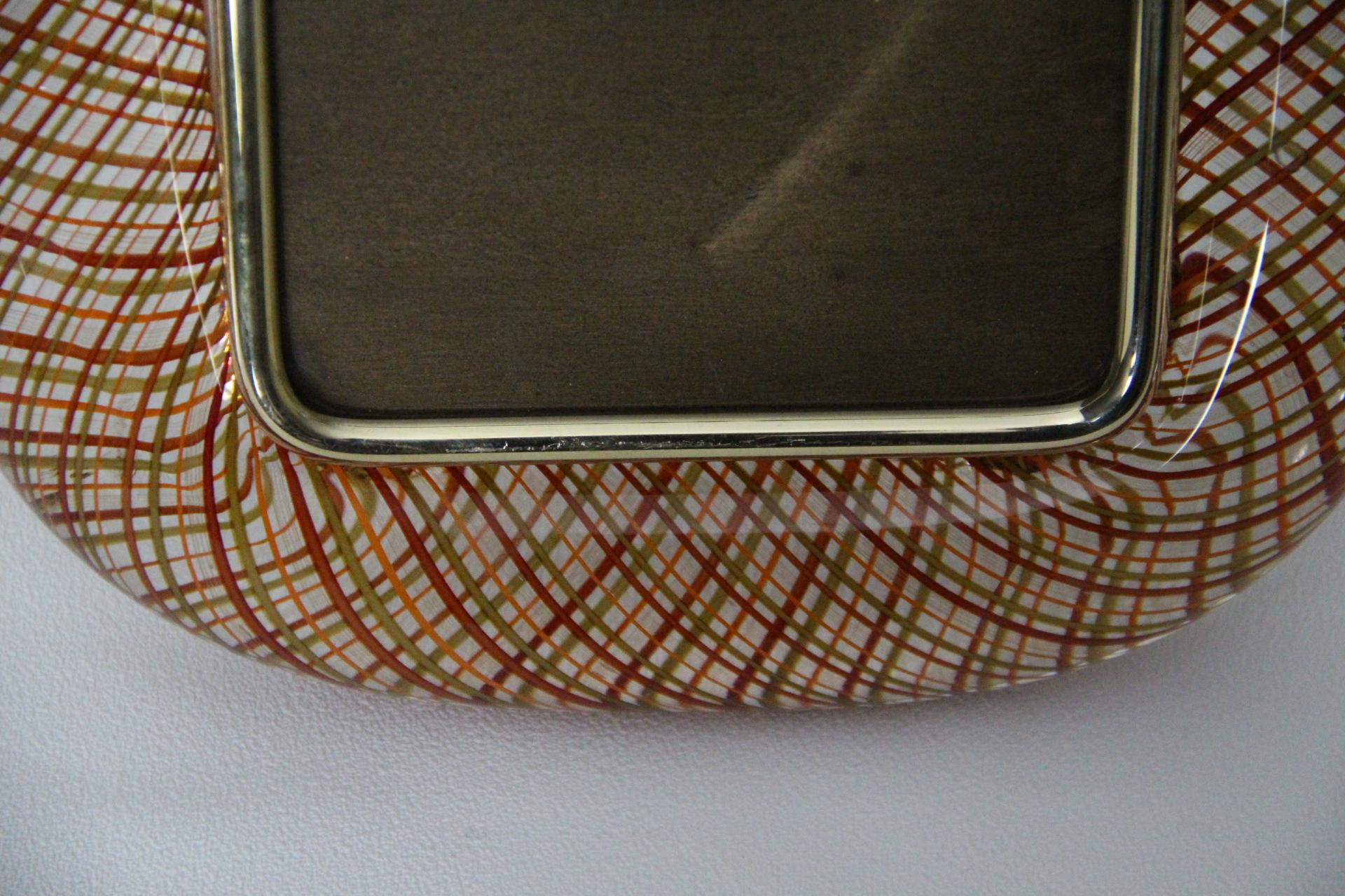 Cadre photo et verre Murano Filigrana rouge et orange de Venini en vente 3