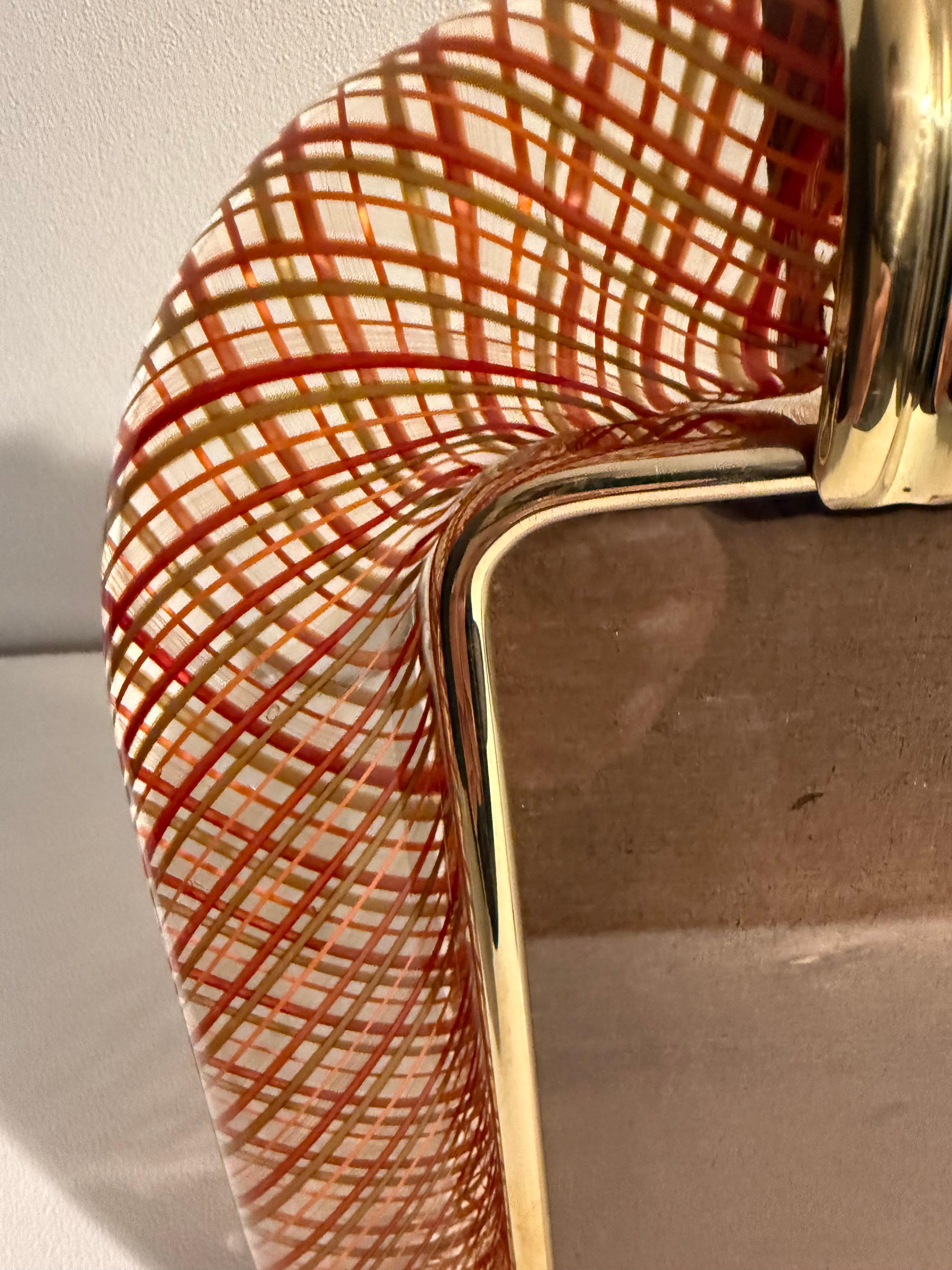 Cadre photo et verre Murano Filigrana rouge et orange de Venini en vente 8