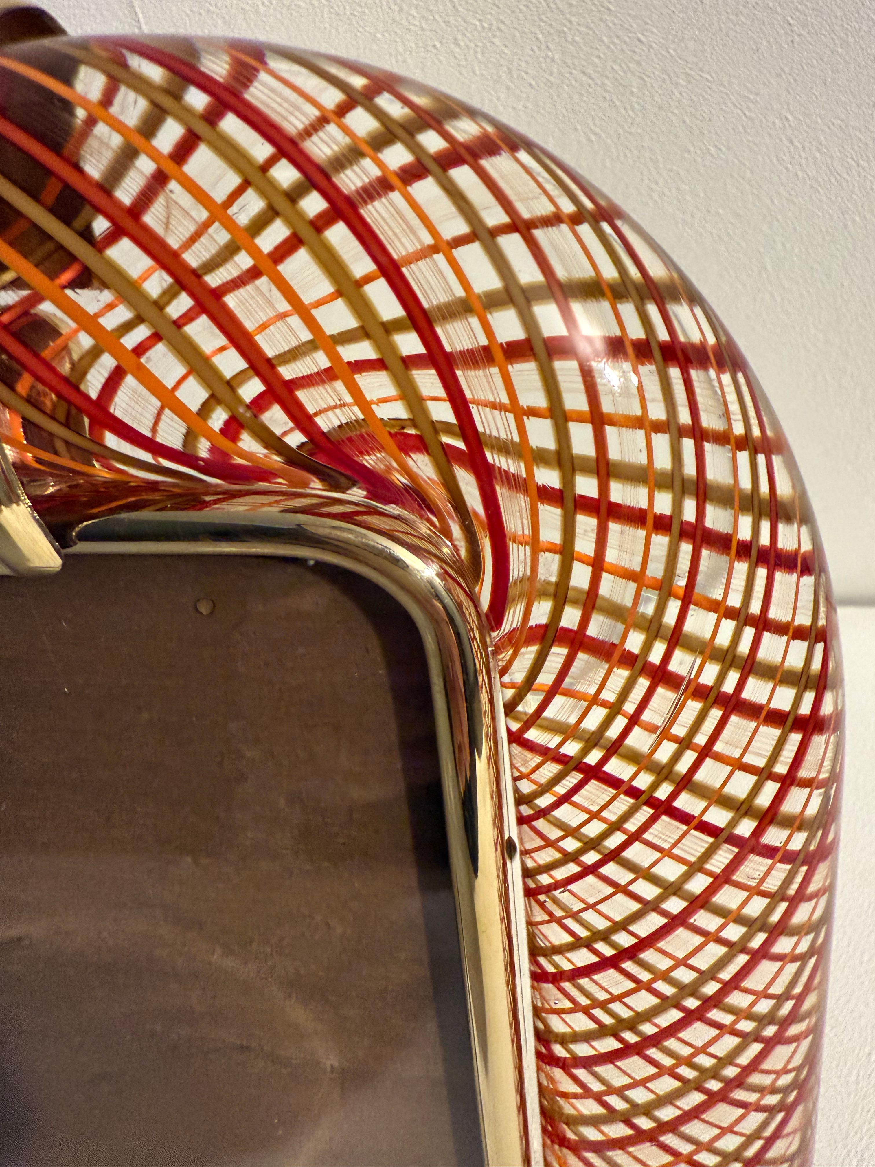 Cadre photo et verre Murano Filigrana rouge et orange de Venini en vente 9