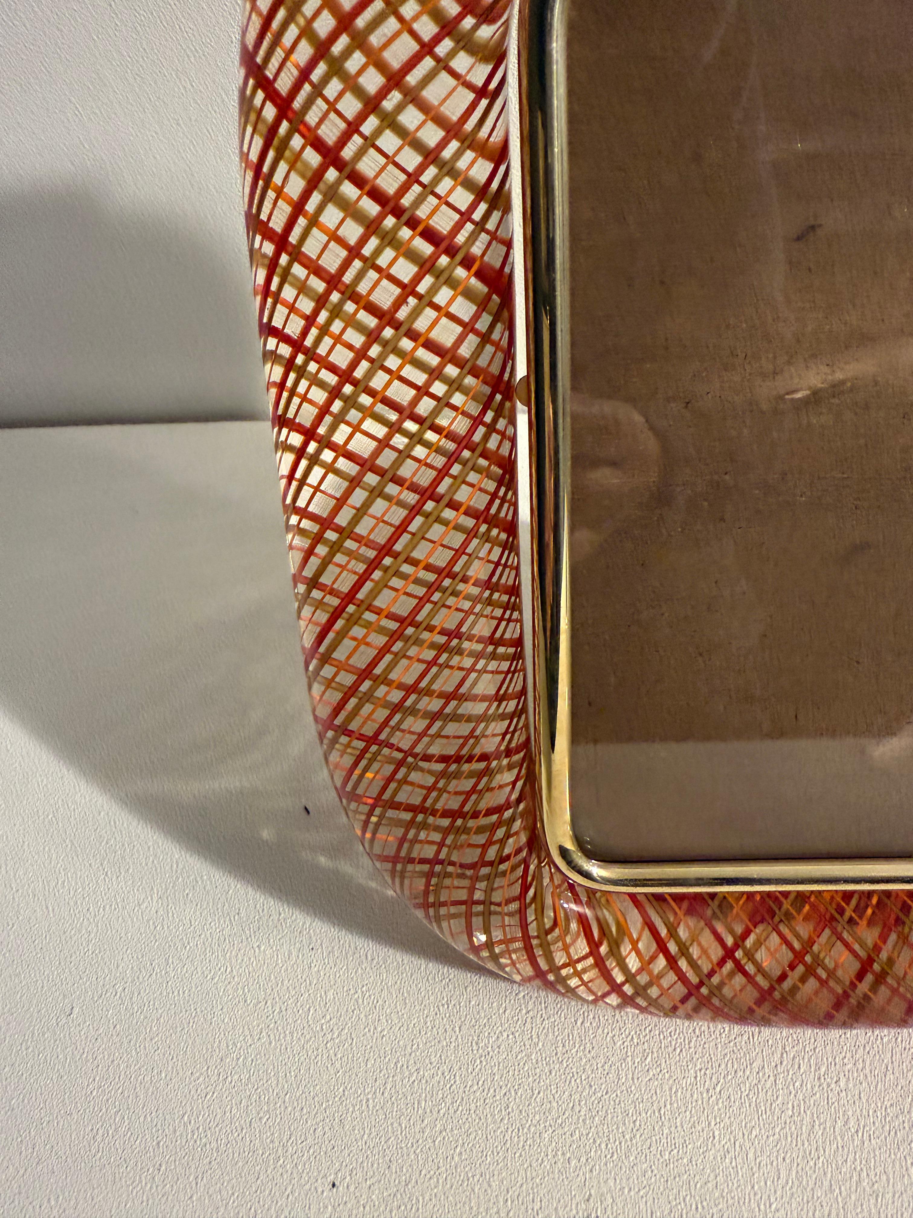 Cadre photo et verre Murano Filigrana rouge et orange de Venini en vente 11