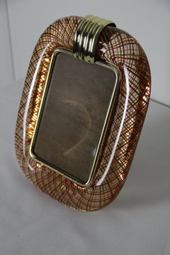 Red and Orange Filigrana Murano Glass and Photo Frame by Venini