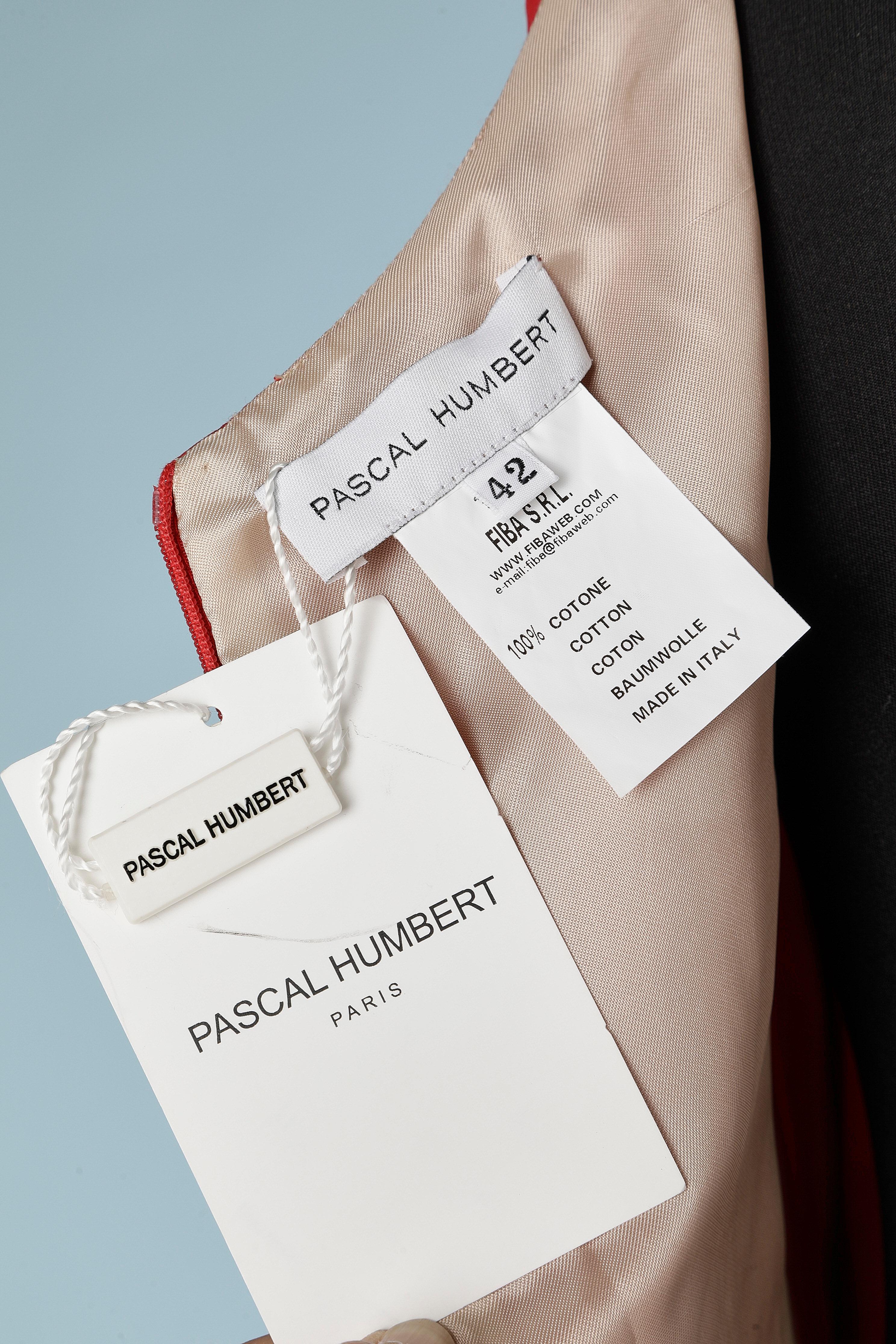 Pascal Humbert - Robe de cocktail en coton rouge et rose pâle  en vente 2