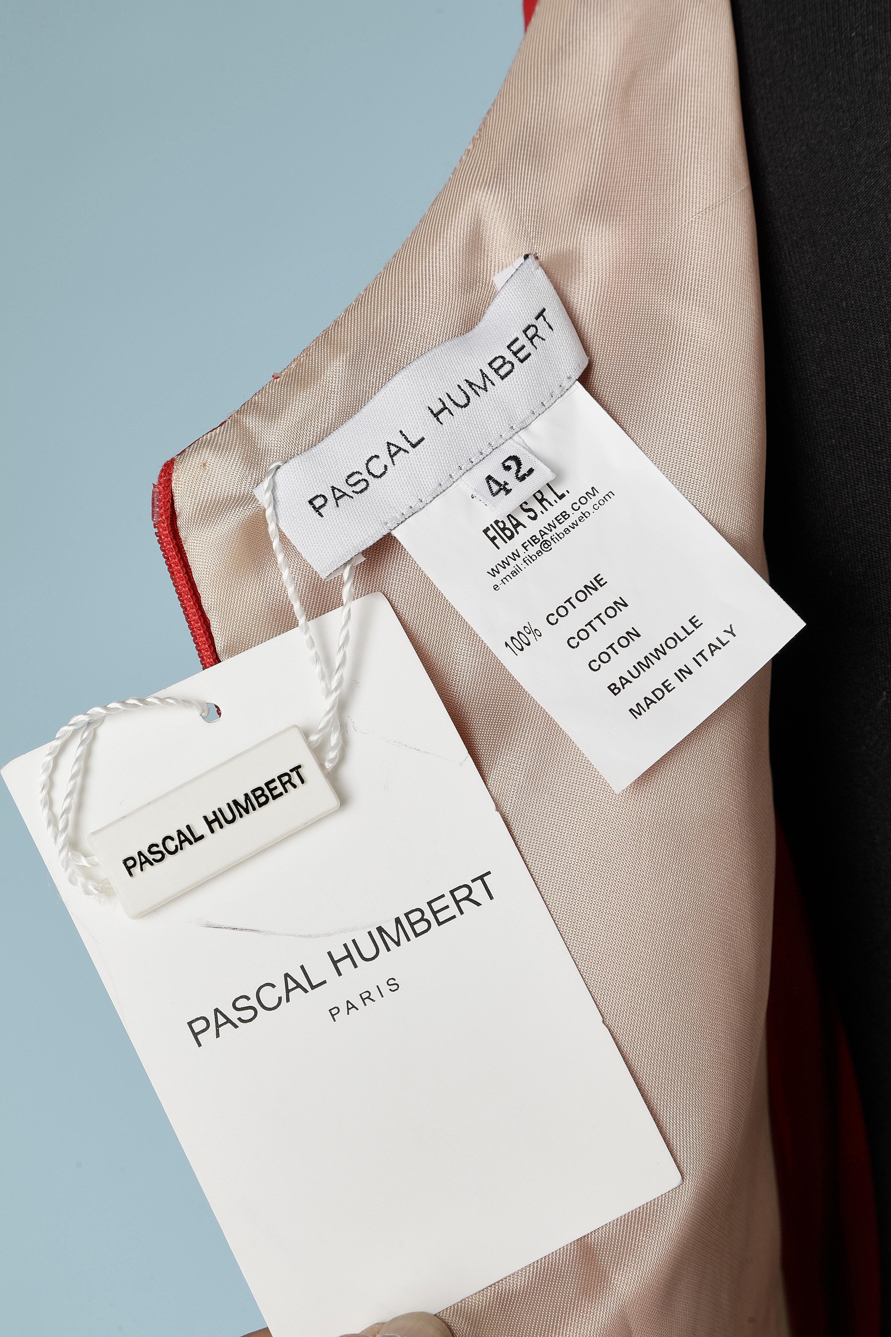 Pascal Humbert - Robe de cocktail en coton rouge et rose pâle en vente 2
