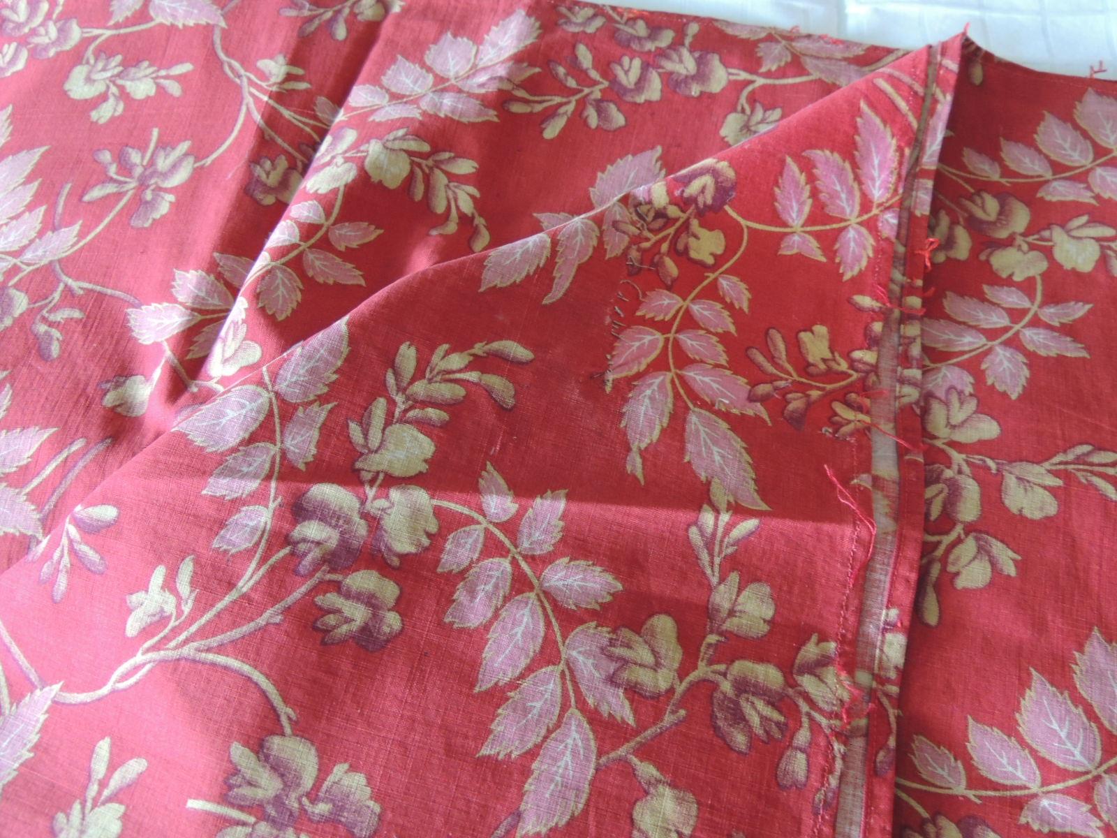 Arts and Crafts Red and Pink Antique Floral Large Textile Panel