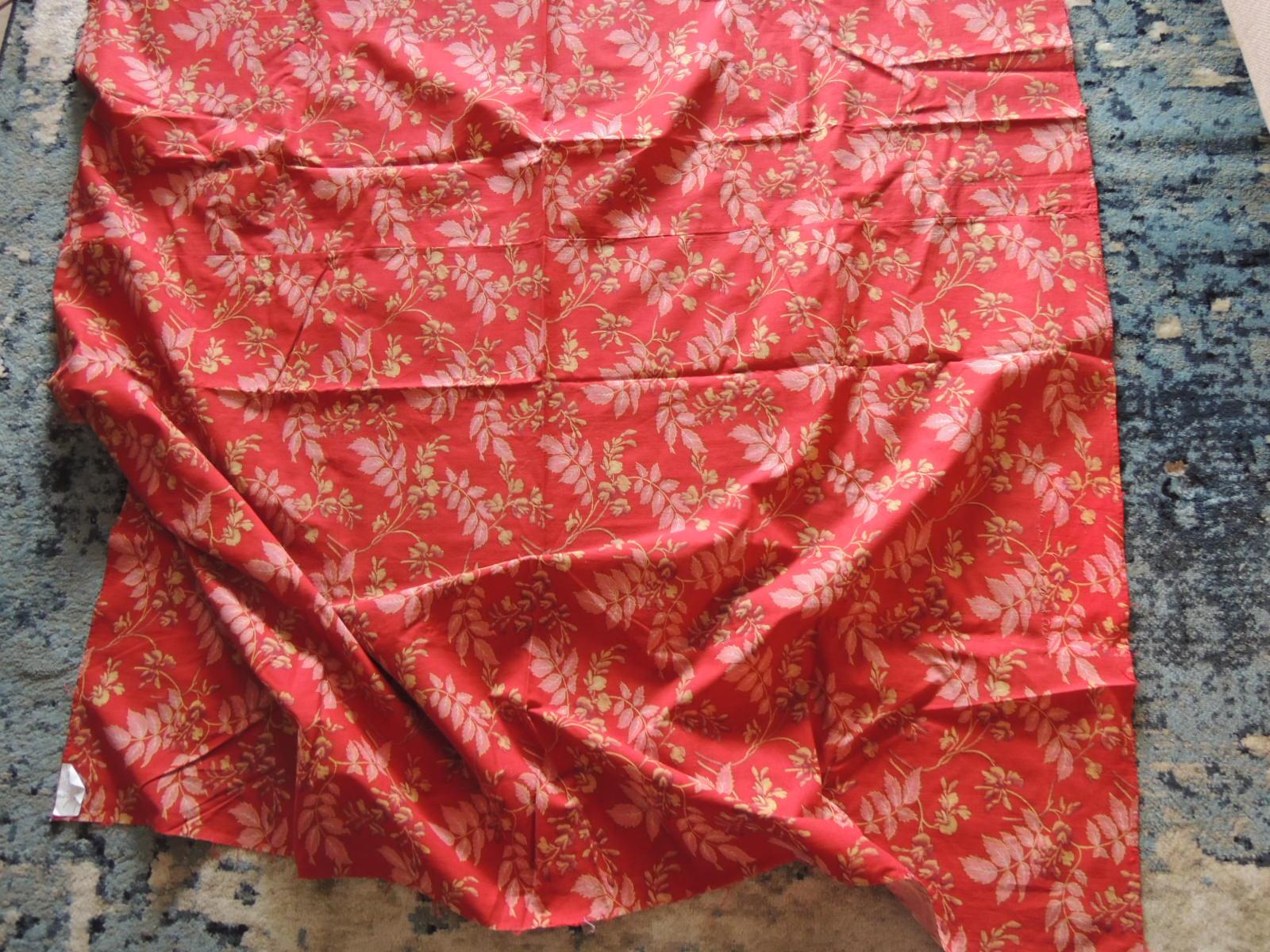 English Red and Pink Antique Floral Large Textile Panel