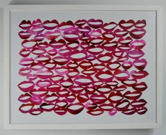 Red and Pink Contemporary Lithograph "All the Ladies" by Kate Roebuck 'Red Lips'