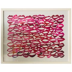 Red and Pink Contemporary Lithograph "All the Ladies" by Kate Roebuck 'Red Lips'