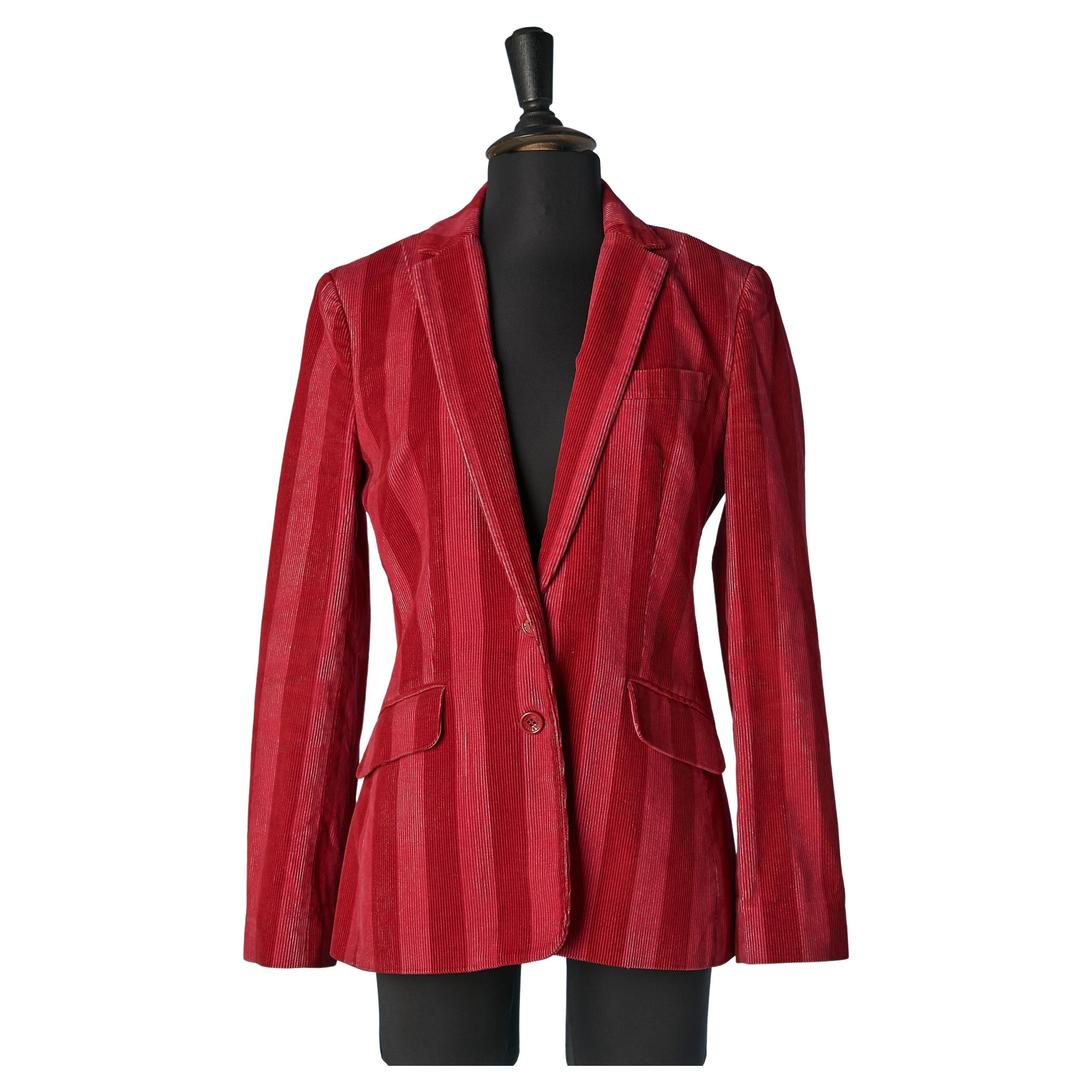 Red and pink single breasted Corduroy  jacket D&G by Dolce & Gabbana  For Sale