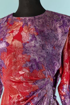 Red and purple draped Lurex evening dress YVES SAINT LAURENT RIVE GAUCHE