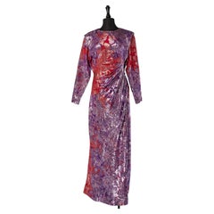 Red and purple draped Lurex evening dress YVES SAINT LAURENT RIVE GAUCHE