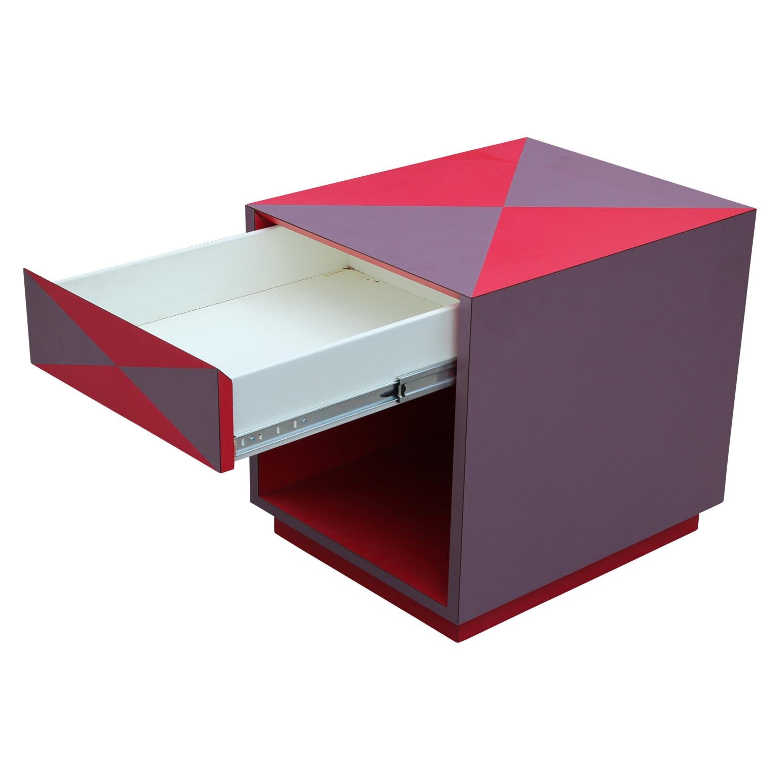 American Red and Purple Modern Memphis Style Side Table