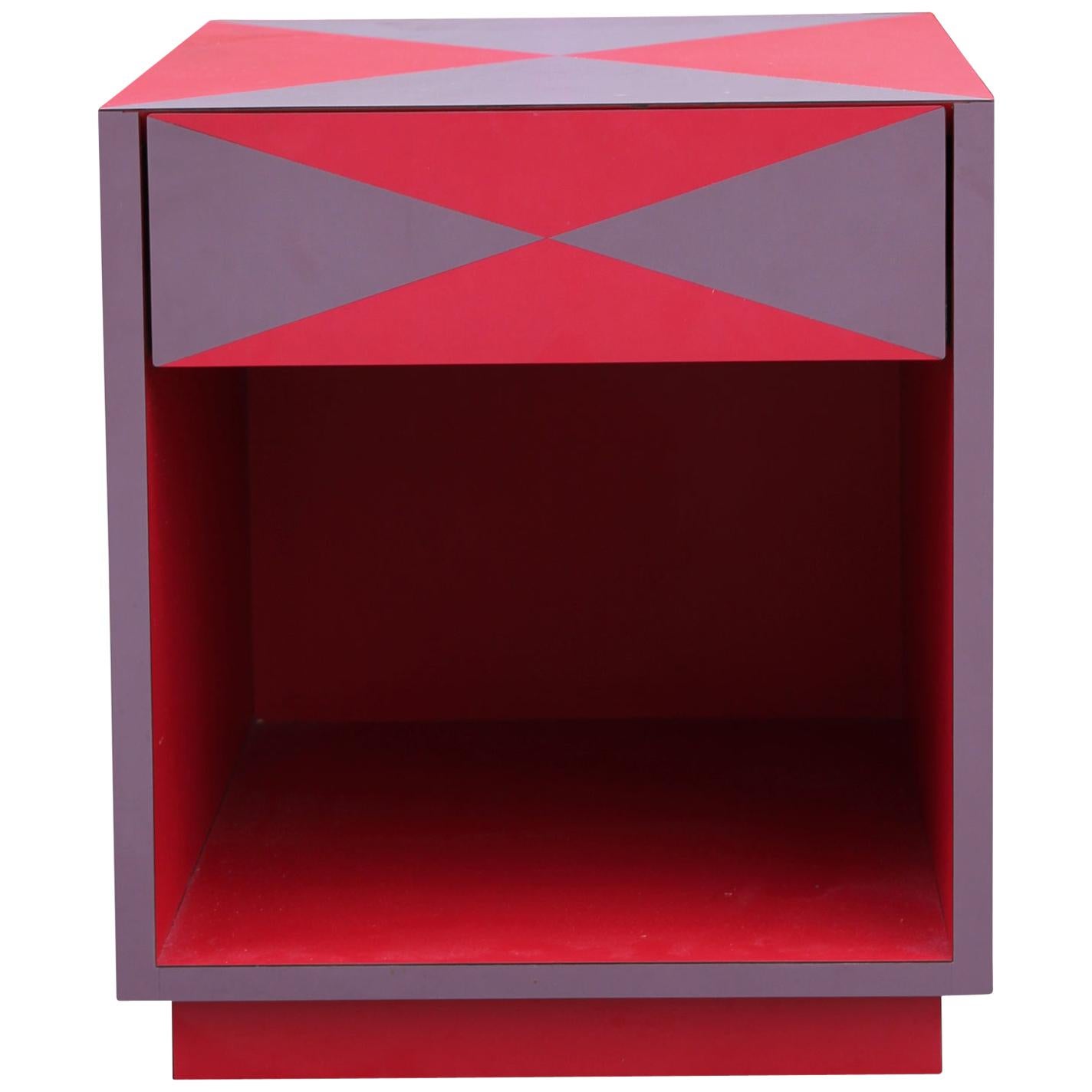 Red and Purple Modern Memphis Style Side Table