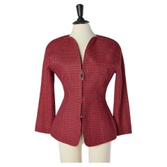 Retro Red and purple " pied de coq" pattern jacket with zip Mugler par Thierry Mugler 