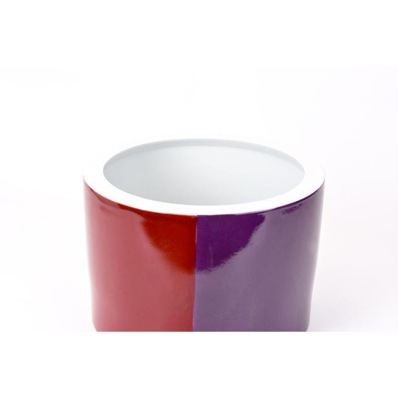 Modern Red and Purple Porcelain Vase by WL Ceramics For Sale