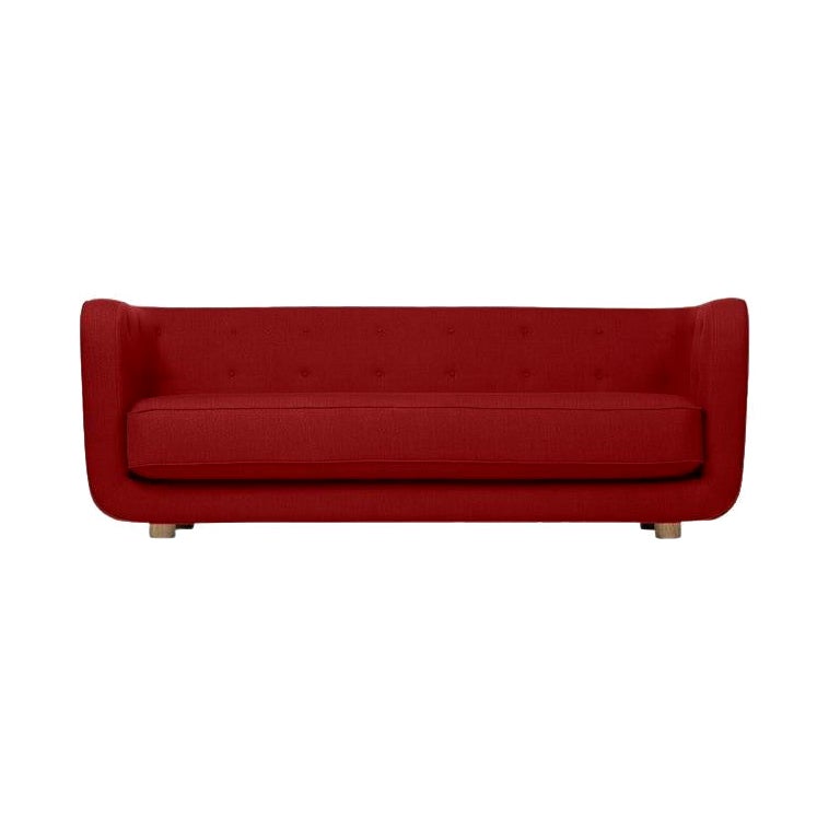 Red and Smoked Oak Raf Simons Vidar 3 Vilhelm Sofa by Lassen