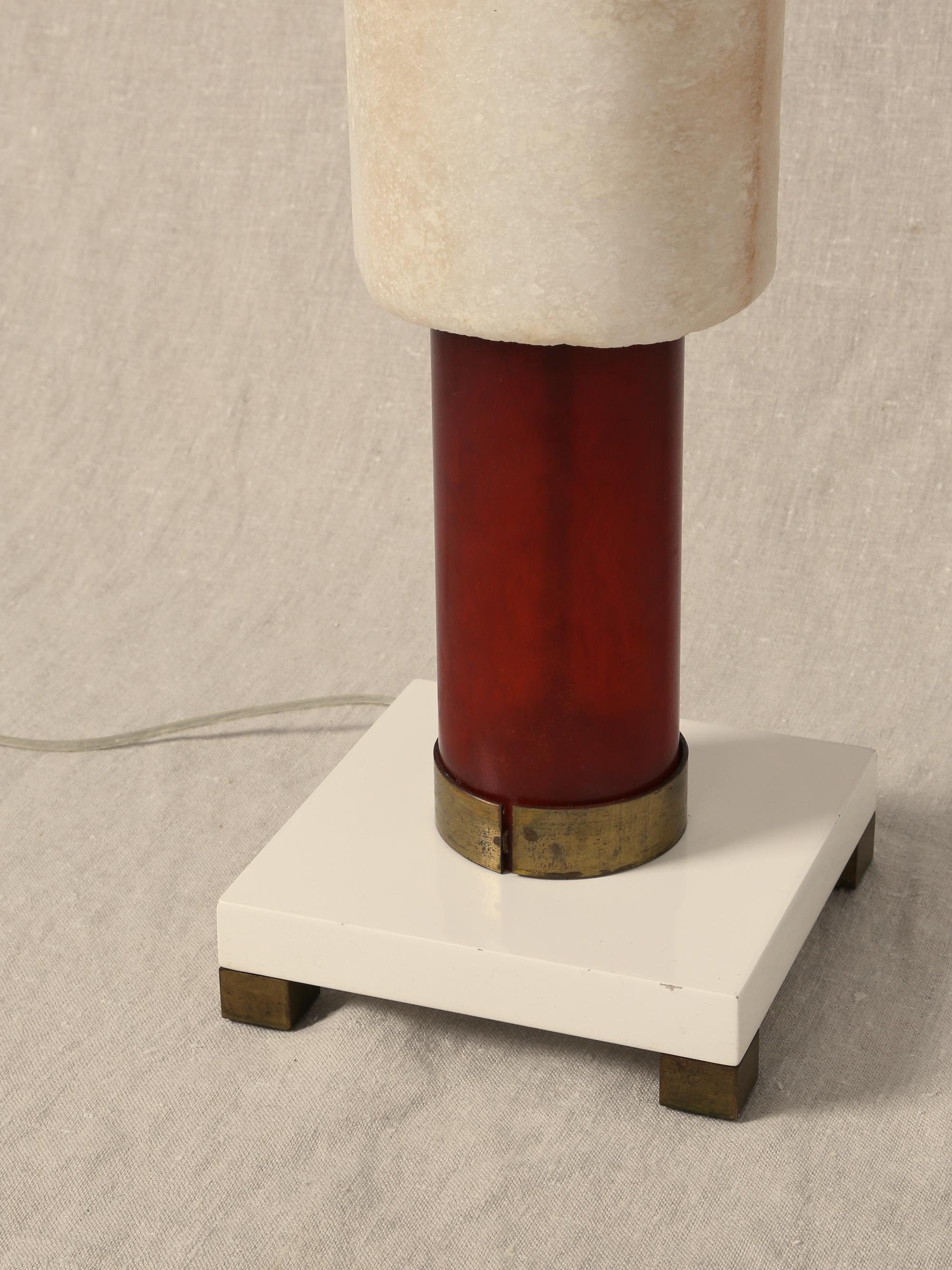 20th Century Red and Stone Table Lamp
