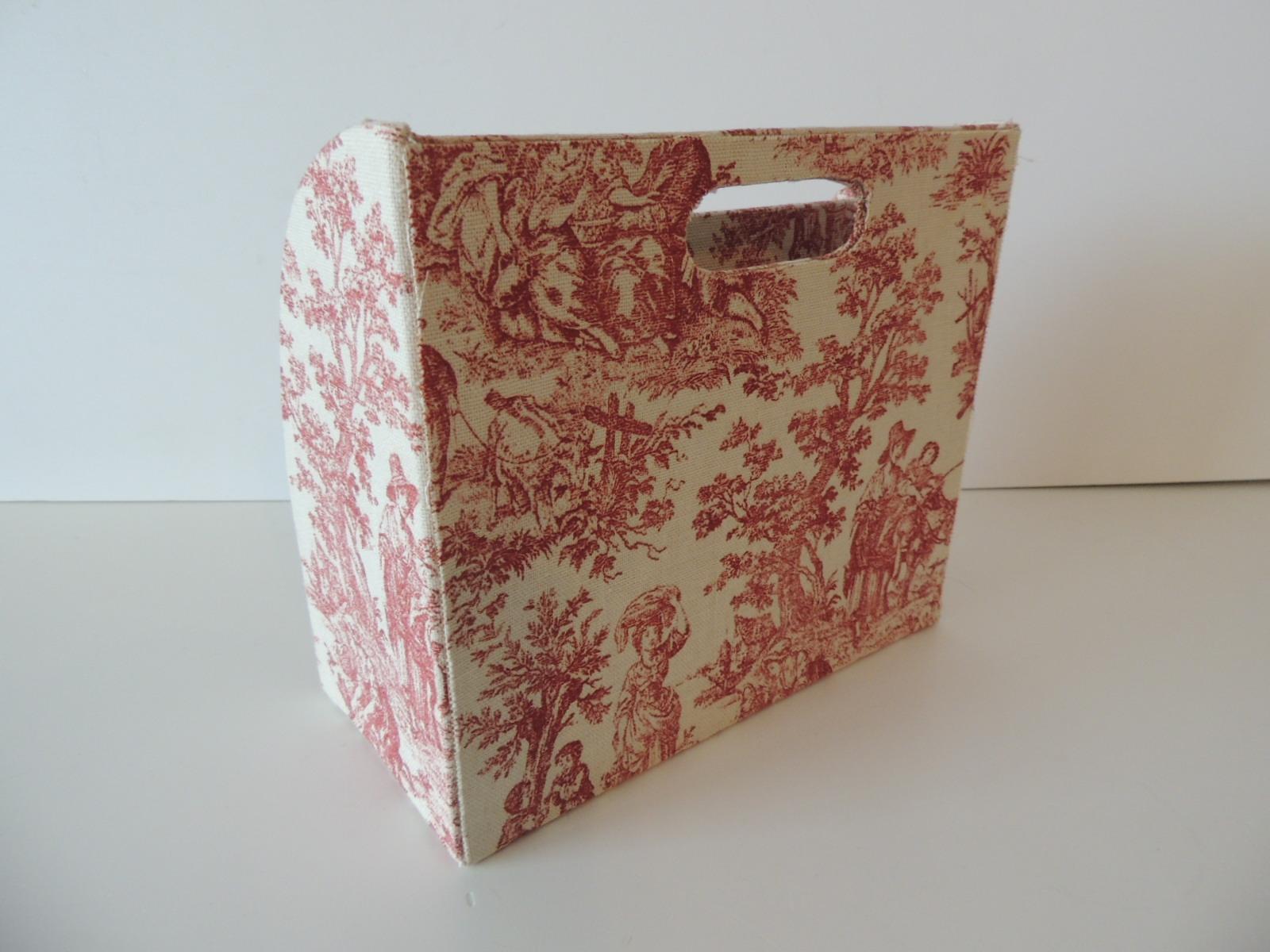 Country Red and Tan Toile Desk Stationary Caddy