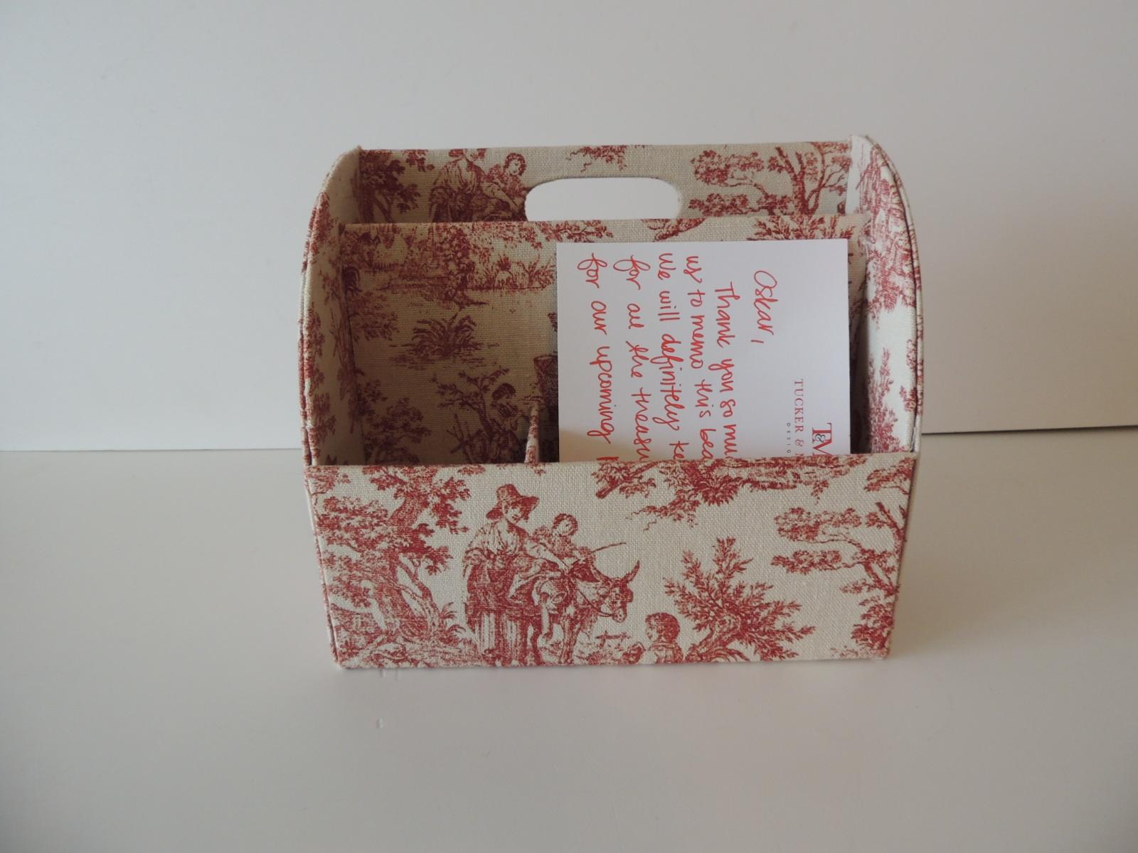 American Red and Tan Toile Desk Stationary Caddy