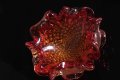Red and Translucent Murano Glass Bowl, Italy, 1950s