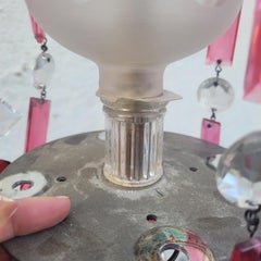 Red And Transparent Bohemian Crystal Chandelier, 20th Century