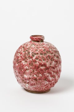 Vase en céramique abstraite rouge et blanche du 20ème siècle de la CAB Bordeaux Art déco 1930