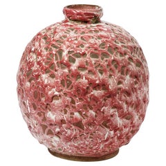 Rot-weiße abstrakte Keramikvase des 20. Jahrhunderts von CAB Bordeaux Art deco 1930