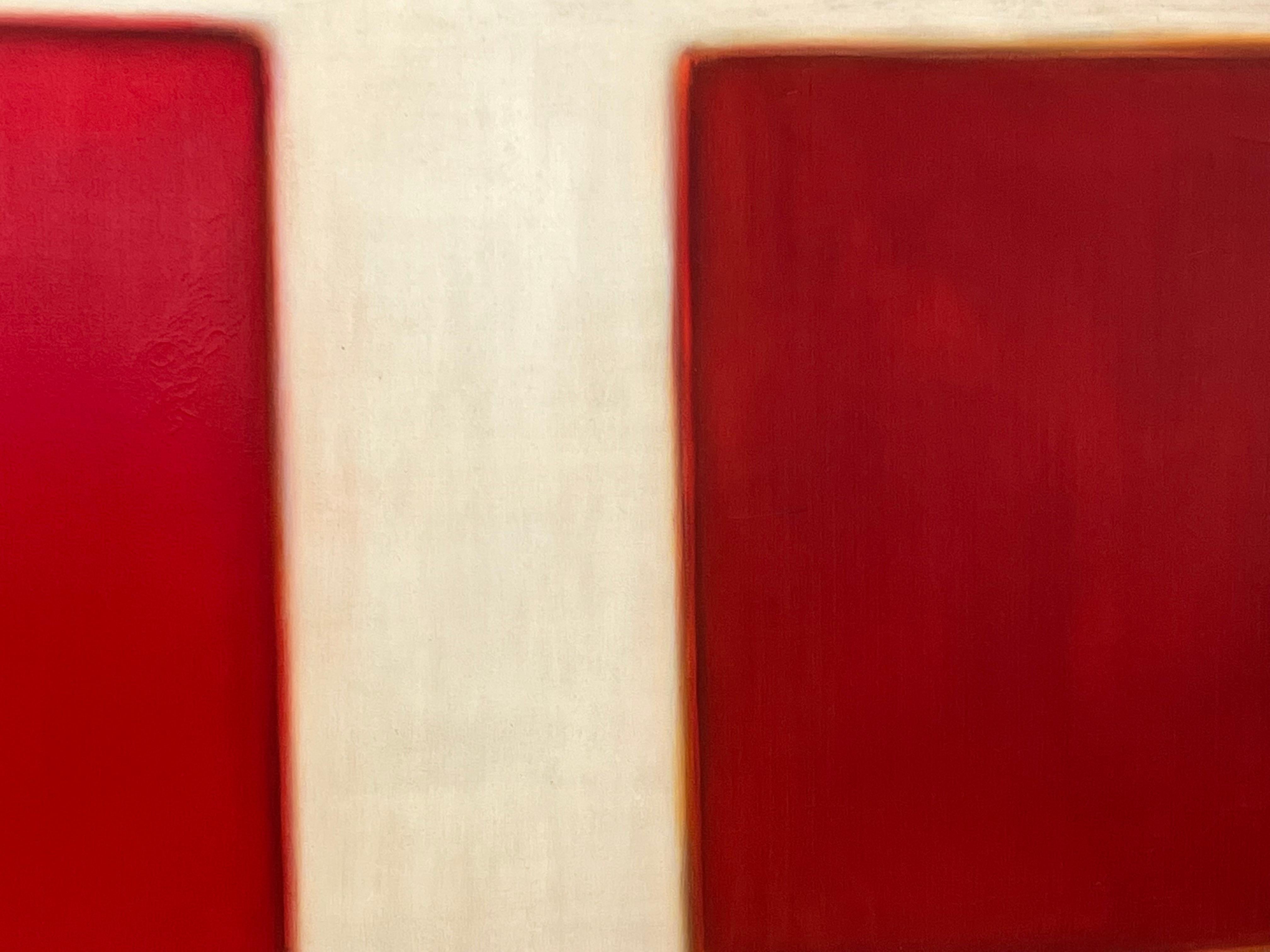 Red and White Abstract Oil Painting by Lutz In Good Condition In Pasadena, CA
