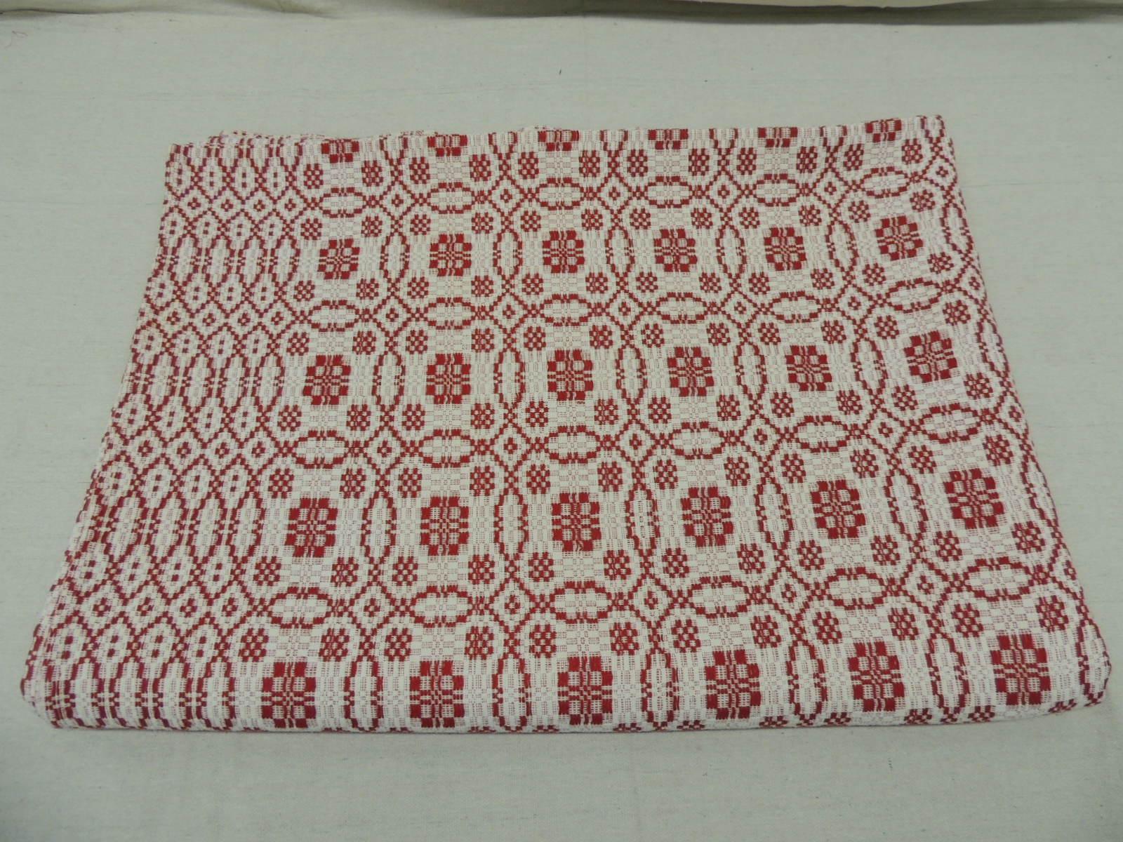 Red and White Americana Jacquard Woven Blanket/Coverlet For Sale at 1stDibs