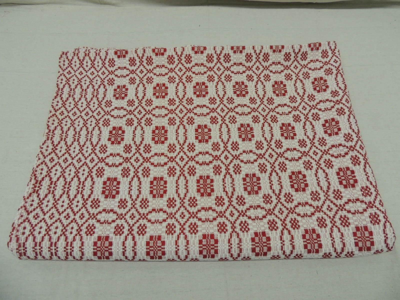 Red and White Americana Jacquard Woven Blanket/Coverlet 3