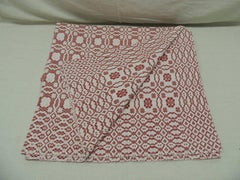 Red and White Americana Jacquard Woven Blanket/Coverlet
