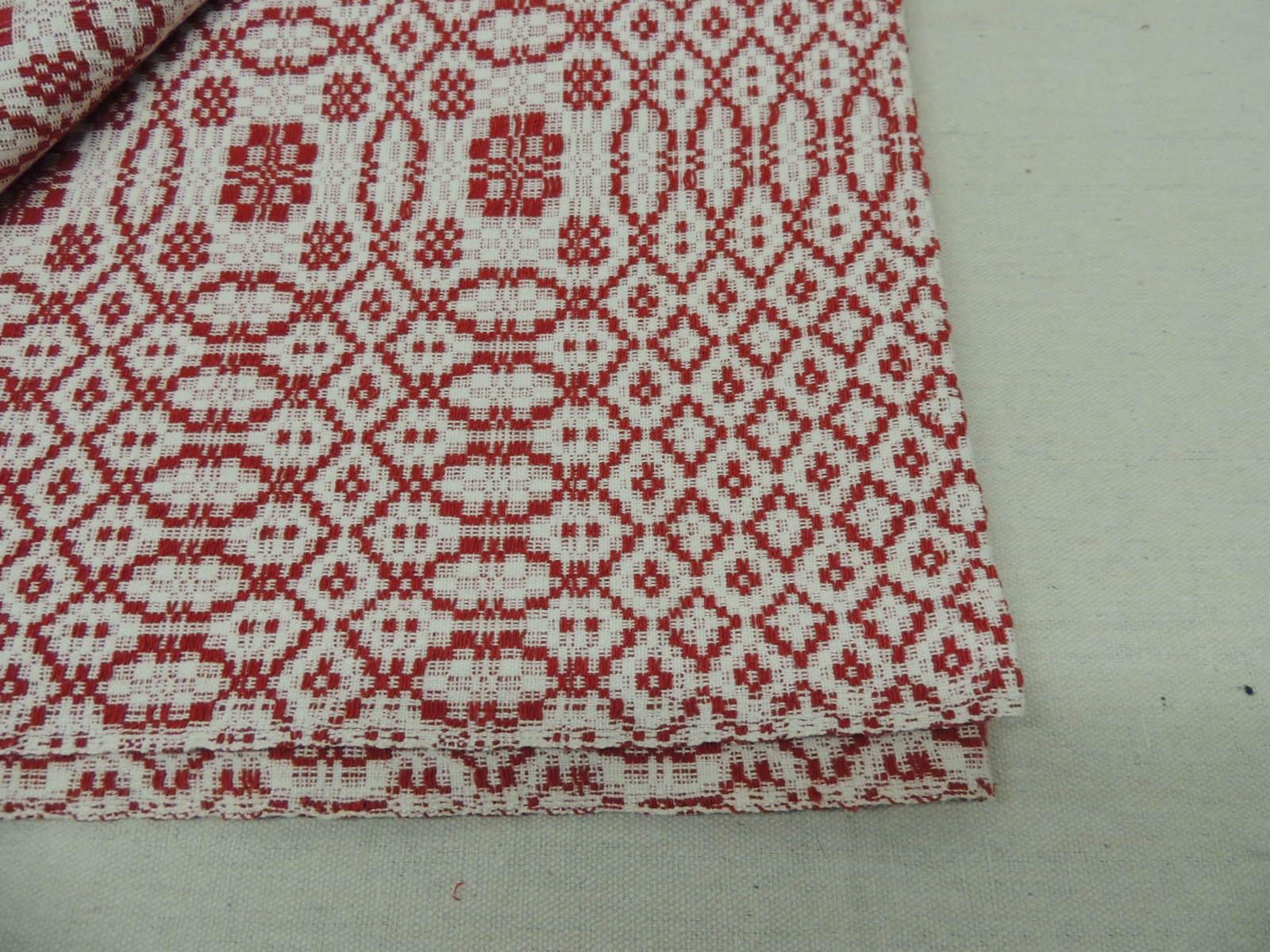 Adirondack Red and White Americana Jacquard Woven Blanket/Coverlet