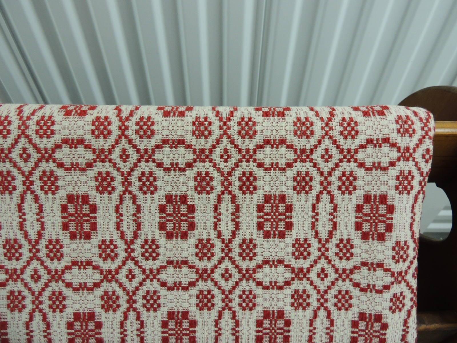 Red and White Americana Jacquard Woven Blanket/Coverlet 2