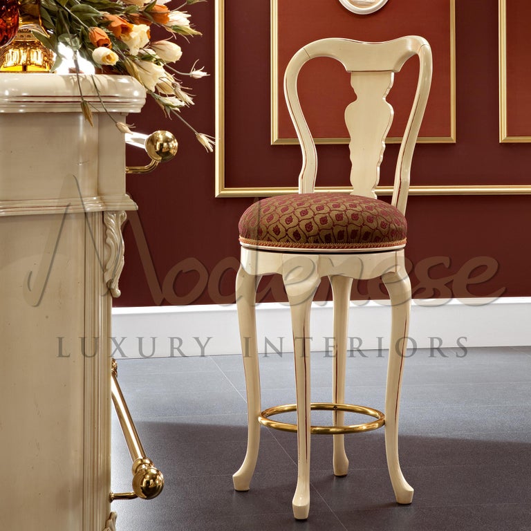 Red and White Bar Stool by Modenese Luxury Interiors For Sale at 1stDibs