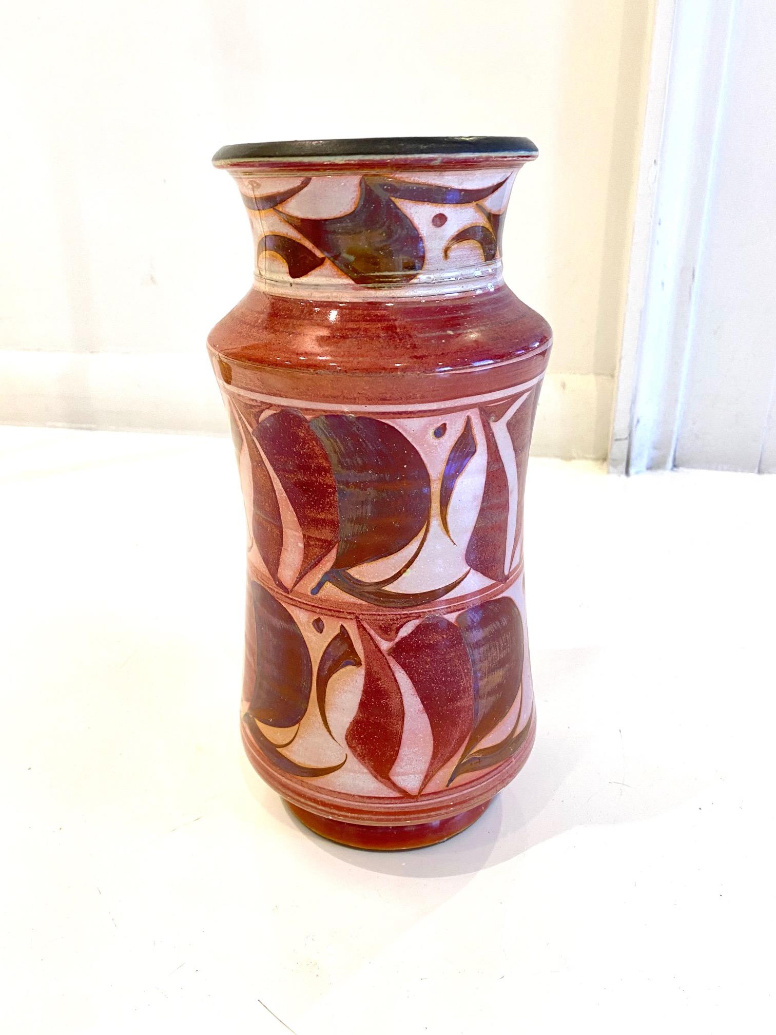 Late 20th Century Red and White Ceramic Bottle by Alan Caiger Smith