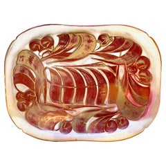 Red and White Ceramic Plater by Alan Caiger Smith
