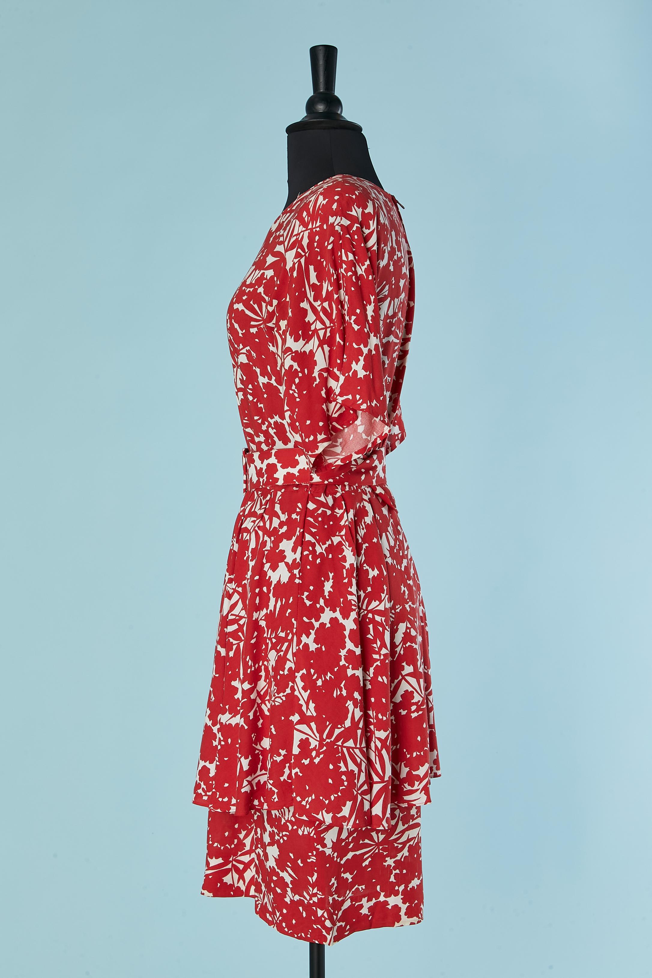 Vestido estampado de algodón rojo y blanco GUY LAROCHE en venta 1