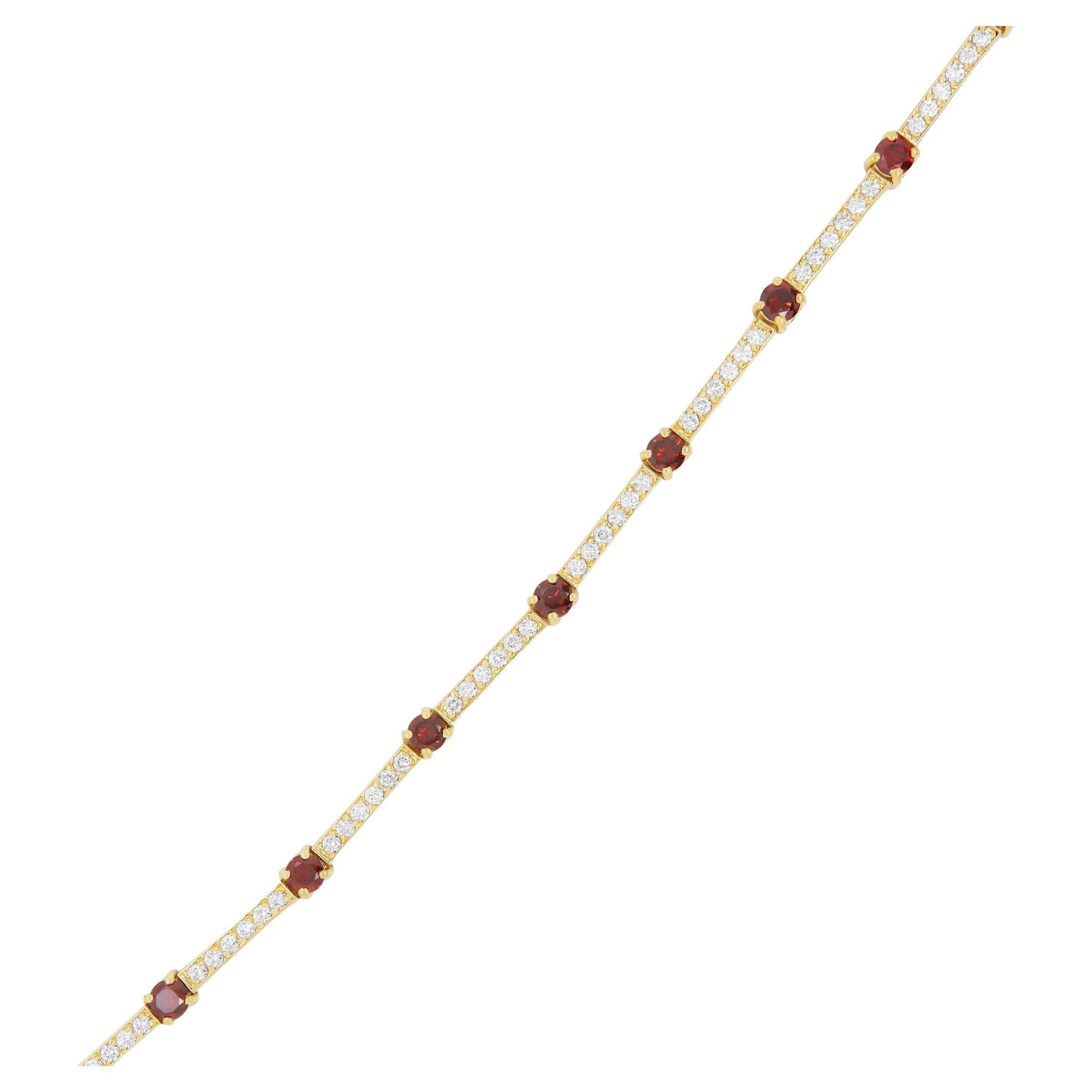 Thin Pink Gold and Brown Diamond Infinite Tennis Bracelet at 1stDibs