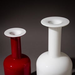 Red and White Glass Vases by Otto Brauer for Holmegaard, Denmark, 1960s