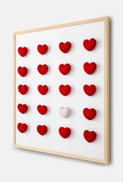 Red and White Heart Installation With Frame by Hatsu