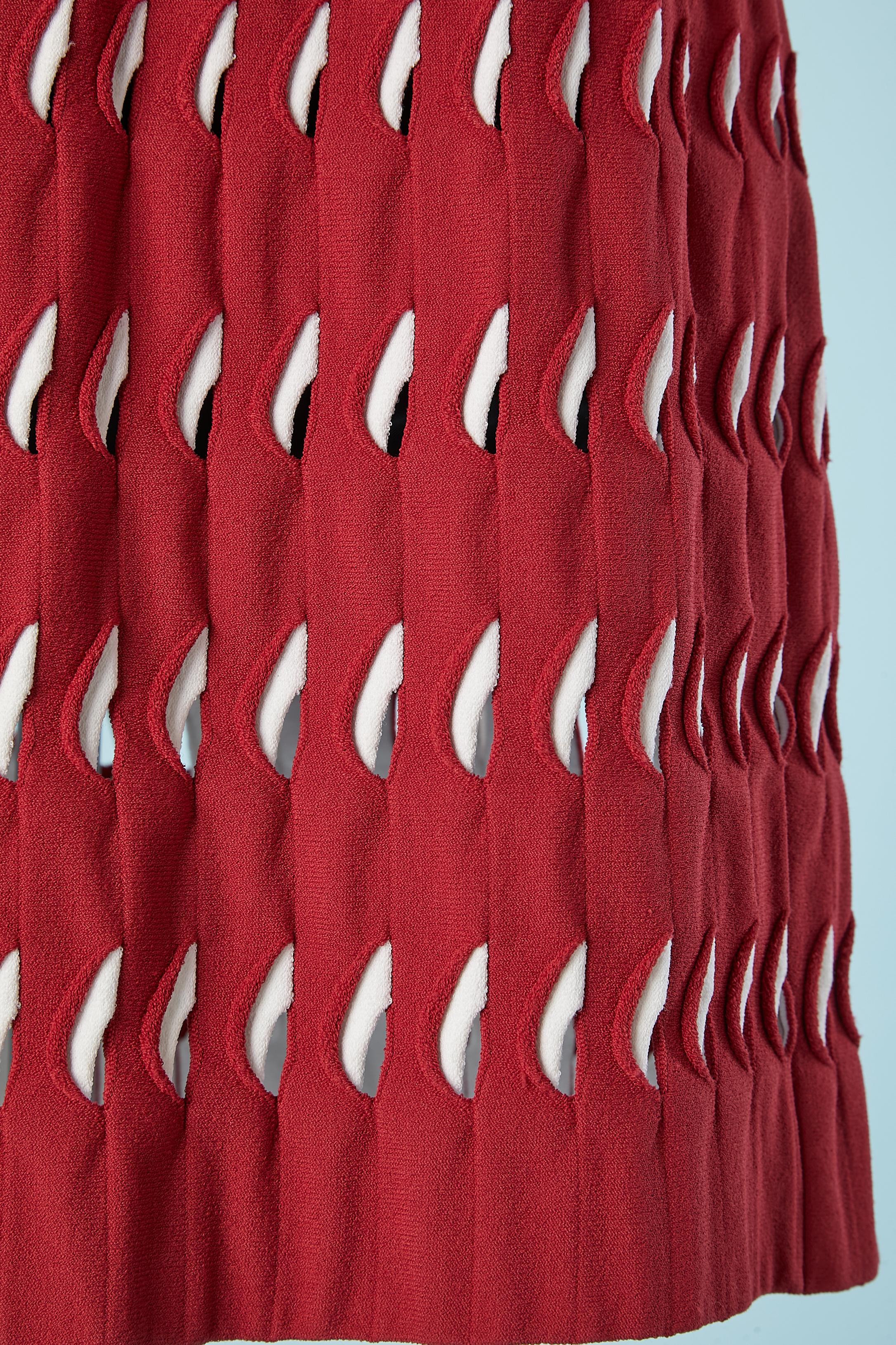 Red and white jacquard knit dress Alaïa Paris  In Excellent Condition For Sale In Saint-Ouen-Sur-Seine, FR