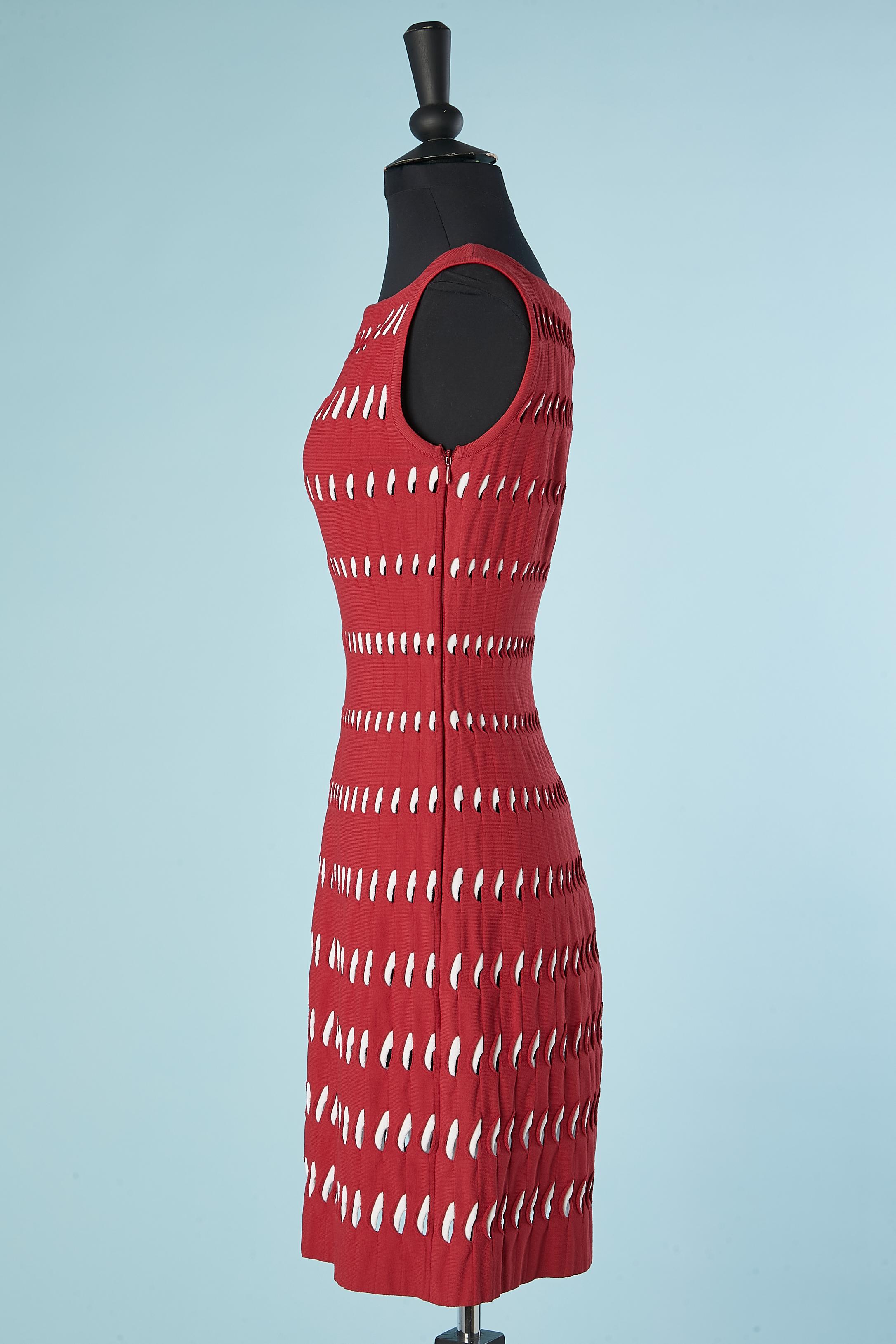 Women's Red and white jacquard knit dress Alaïa Paris  For Sale