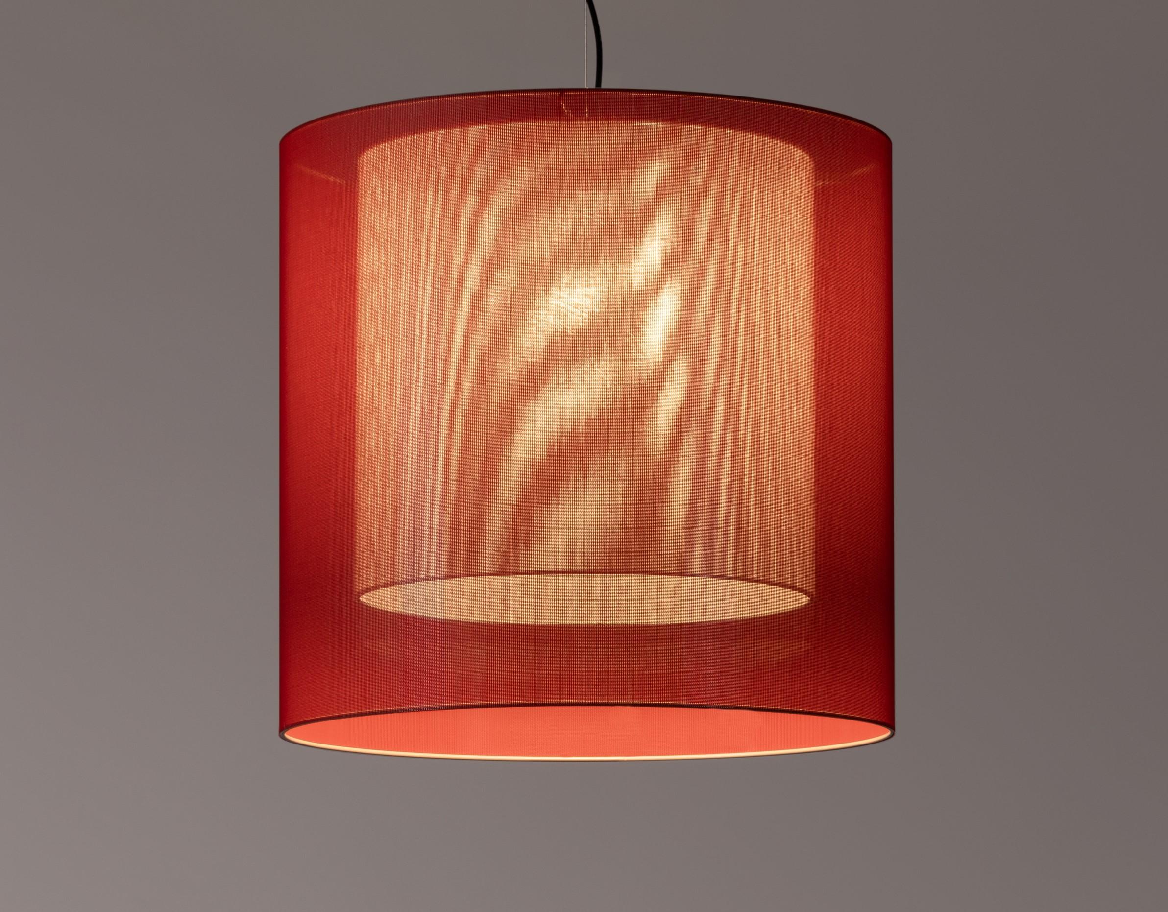 Modern Red and White Moaré Lm Pendant Lamp by Antoni Arola For Sale