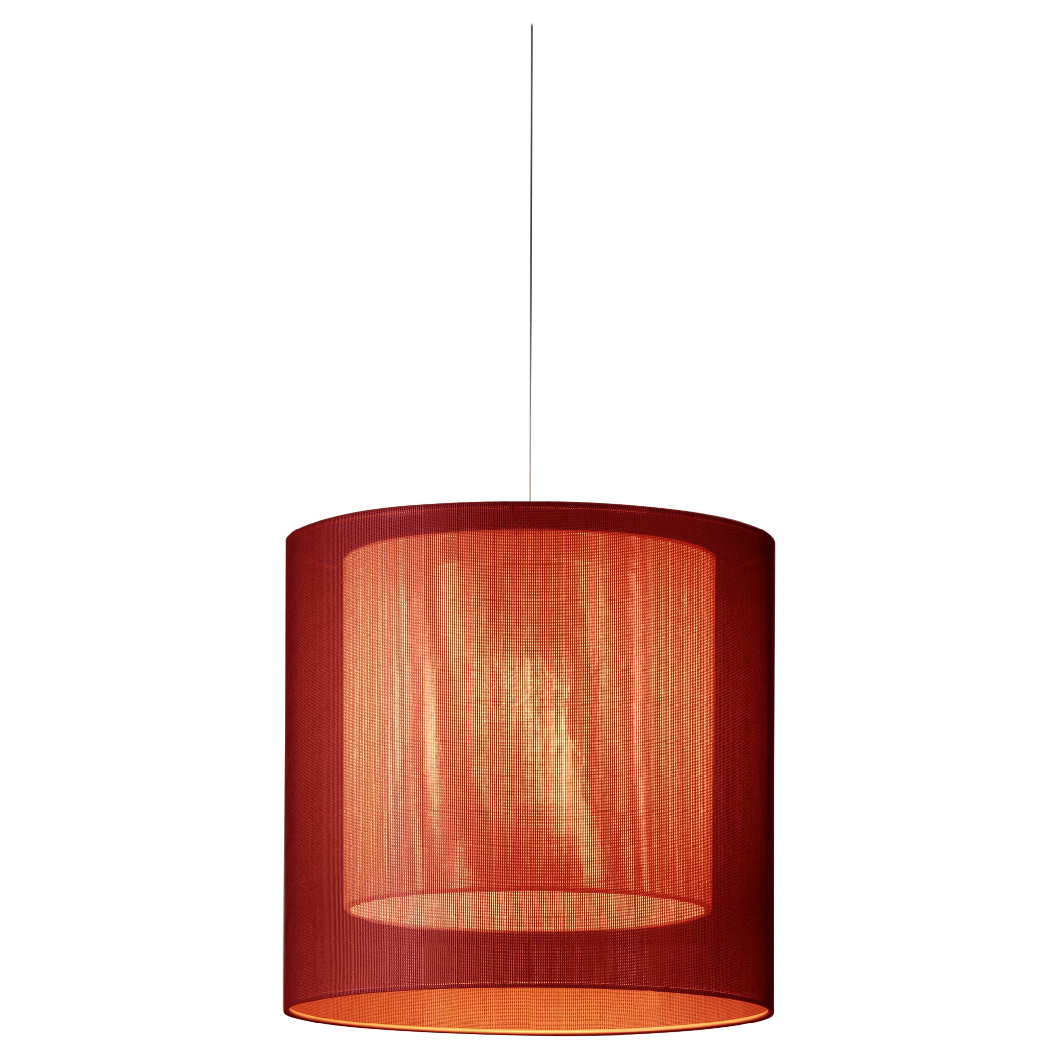 Red and White Moaré Ms Pendant Lamp by Antoni Arola For Sale