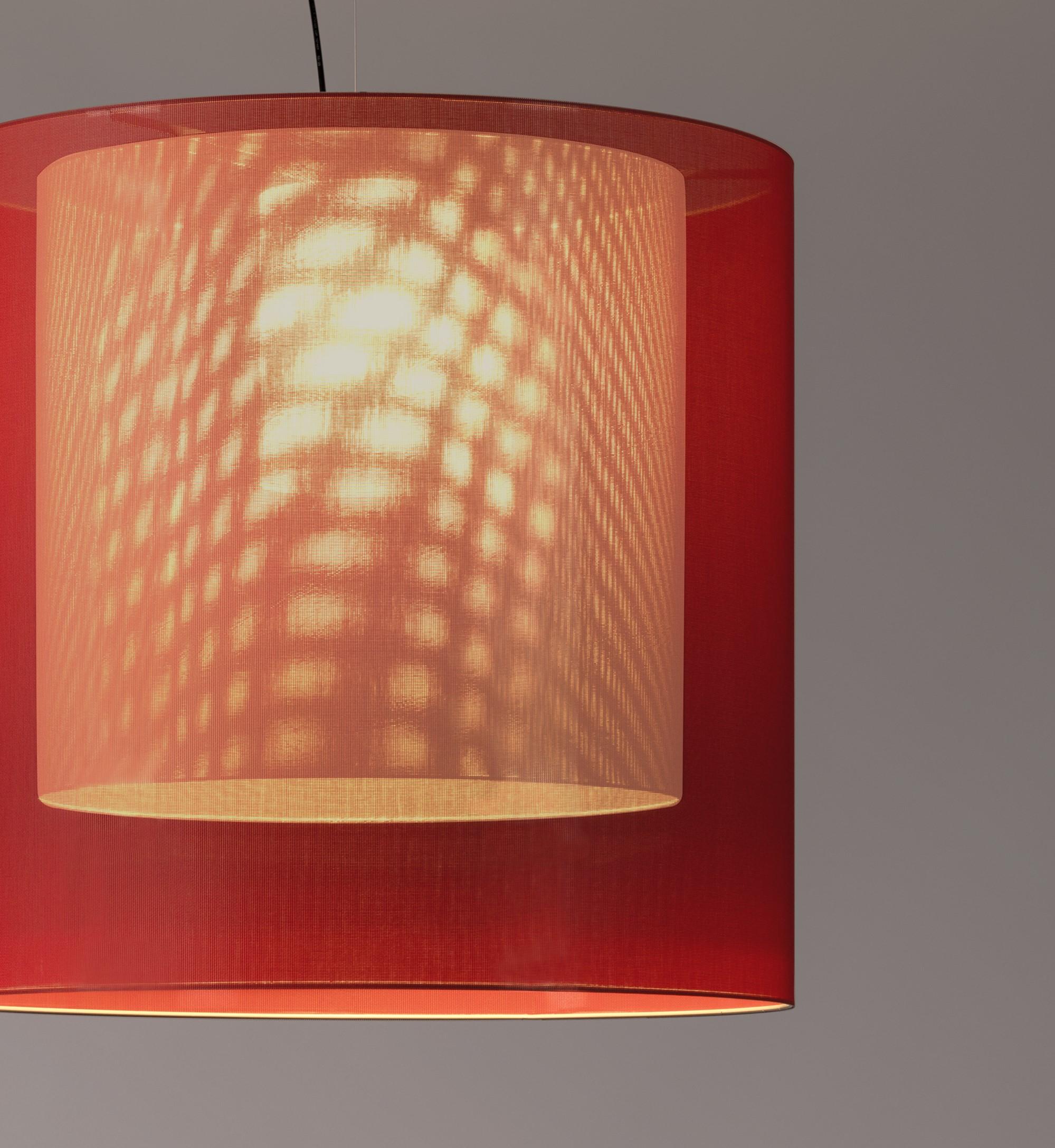 Modern Red and White Moaré XL Pendant Lamp by Antoni Arola For Sale