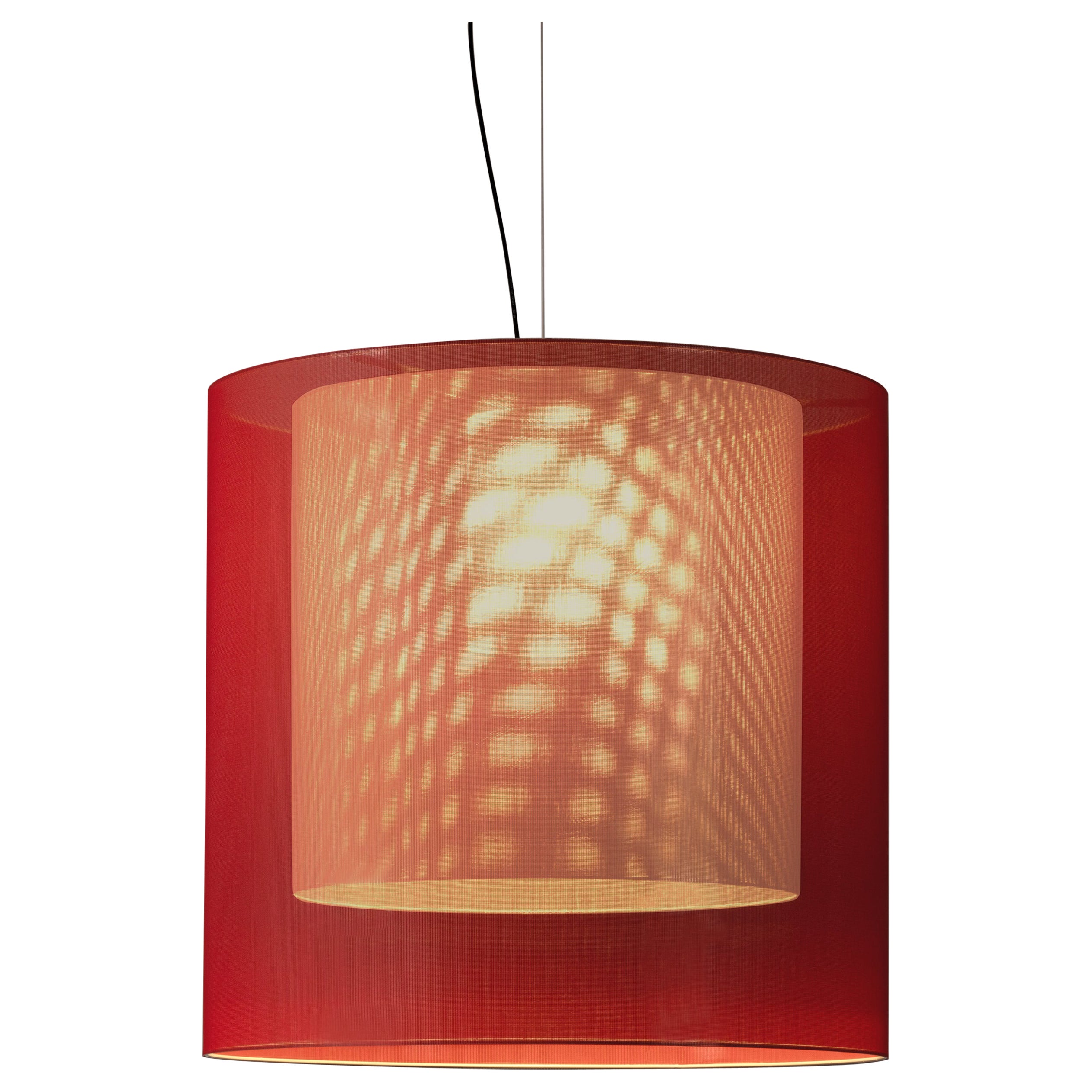 Red and White Moaré XL Pendant Lamp by Antoni Arola For Sale