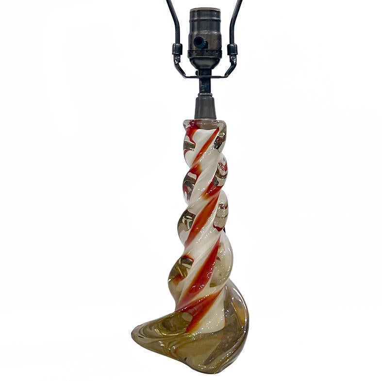 Circa 1950's Italian blown glass table lamp.

Measurements:
Height of body: 9