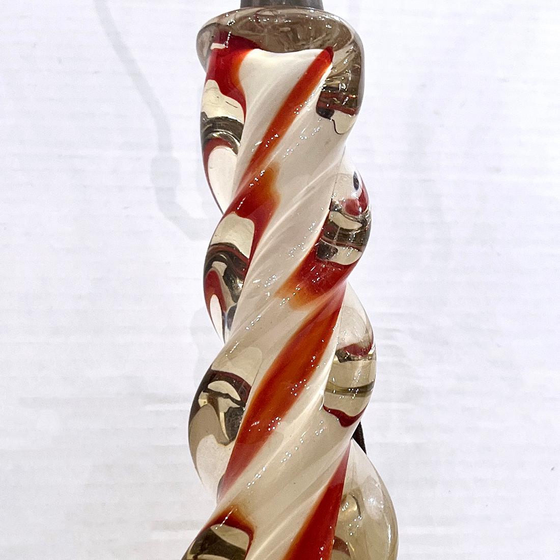 Italian Red and White Murano lamp For Sale