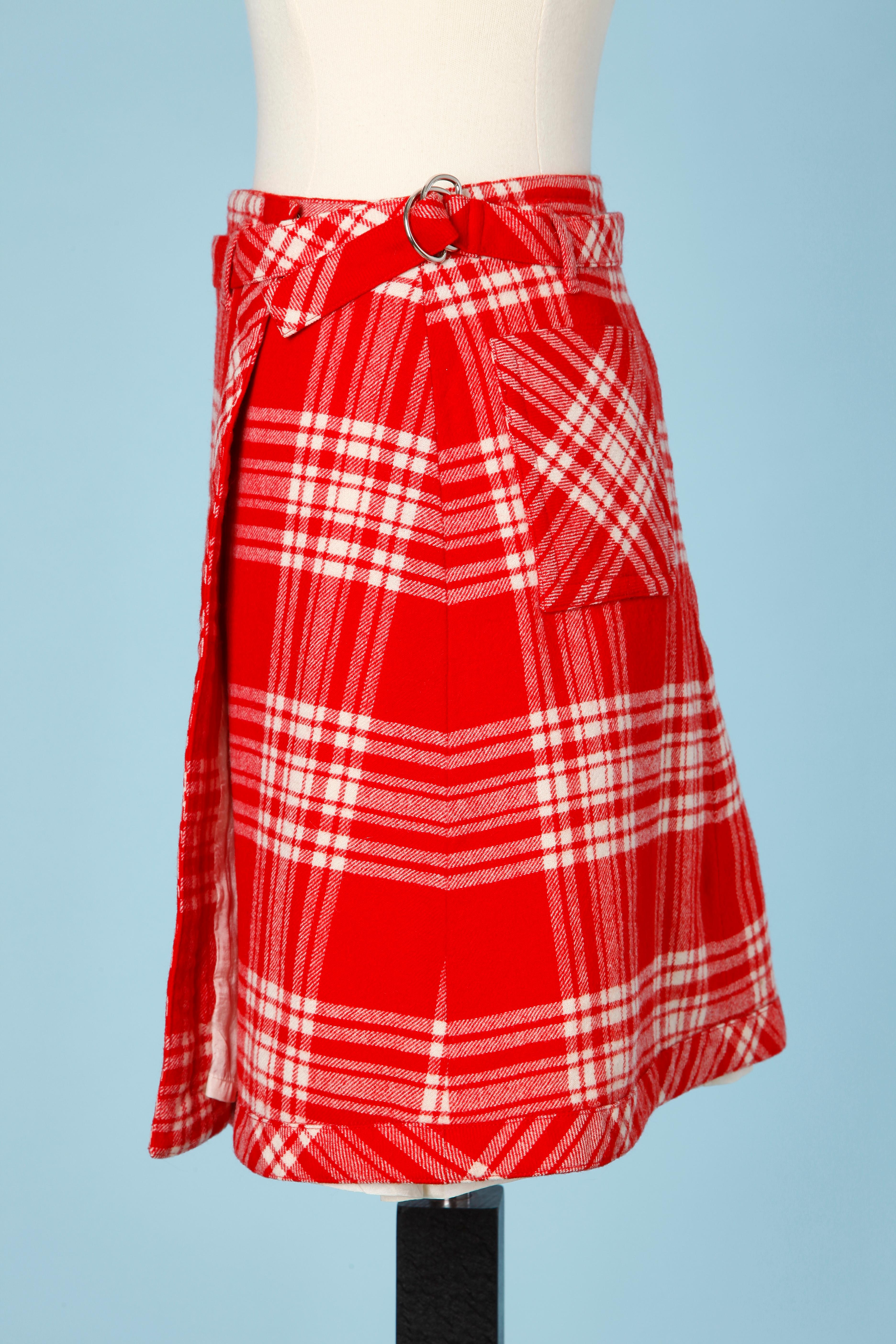 red and white plaid skirt